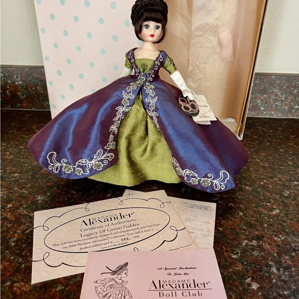 Madame Alexander Doll in Green and Purple Gown